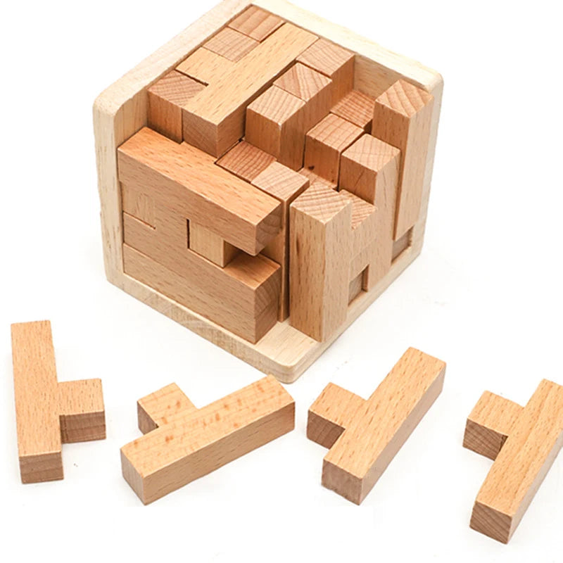 Wooden 3D Puzzles with 25 T-shaped Blocks
