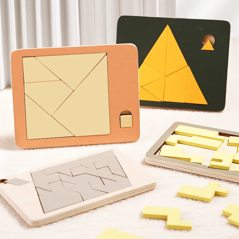 Wooden Geometric Puzzles Challenge